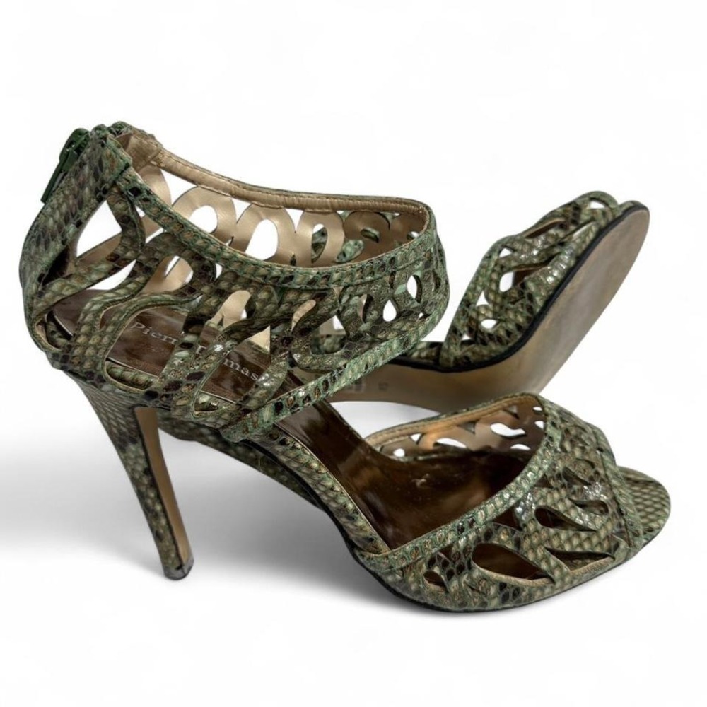 Pierre Dumas Vintage Grunge Green Snakeskin Mesh textured Heels Size‎ 9